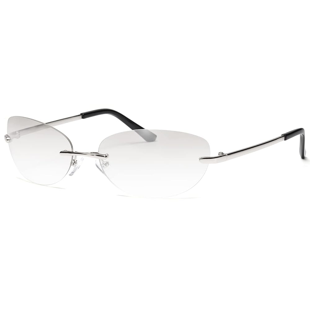 Amazon | LIKSMU 縁なし Y2K オーバル サングラス レディース